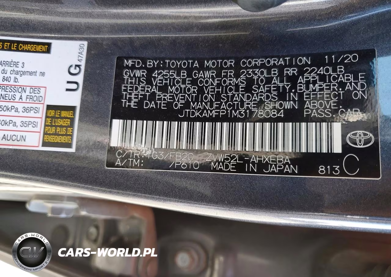 2021 Toyota Prius Prime Le VIN:JTDKAMFP1M3178084 - 12