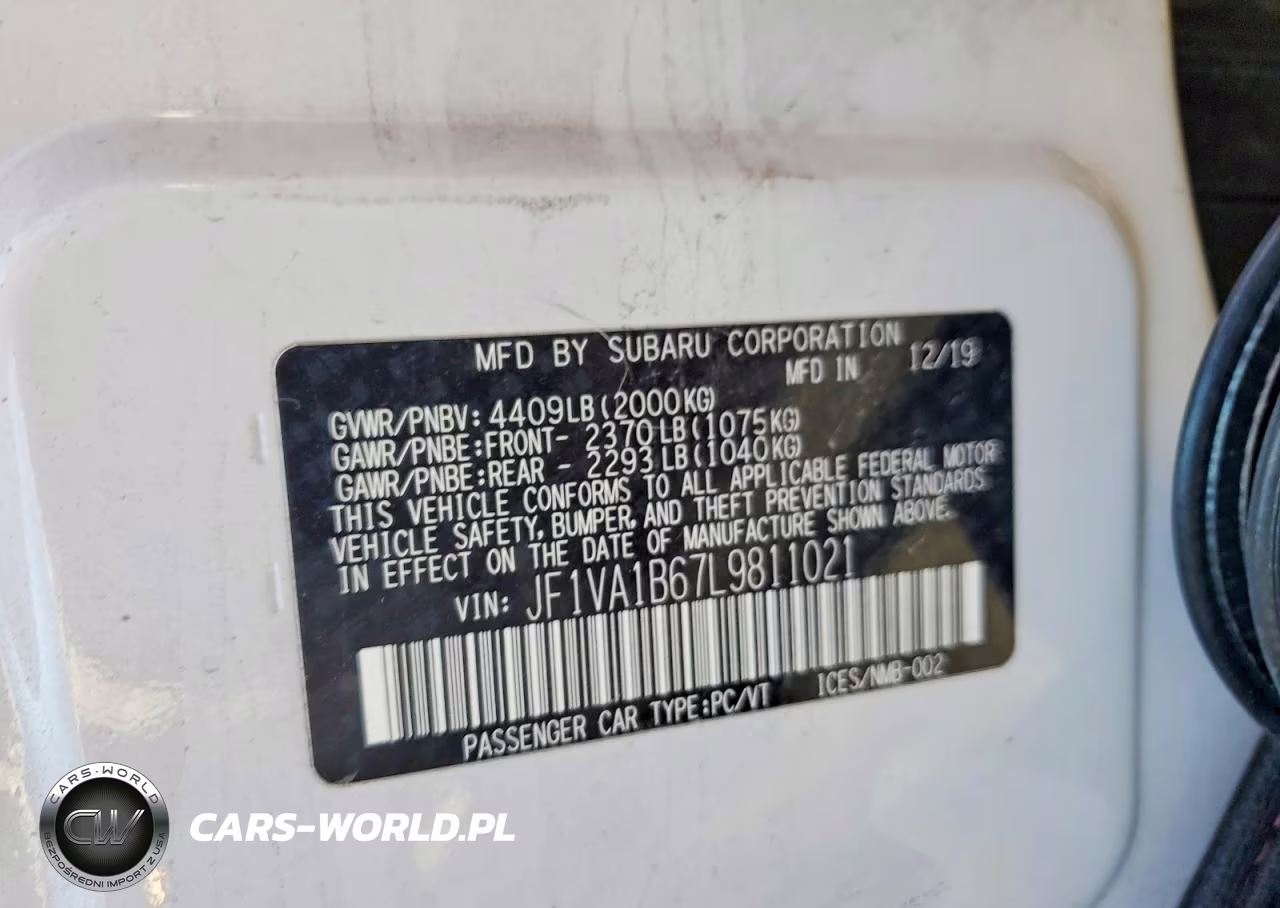 2020 Subaru Wrx Premium VIN:JF1VA1B67L9811021 - 13