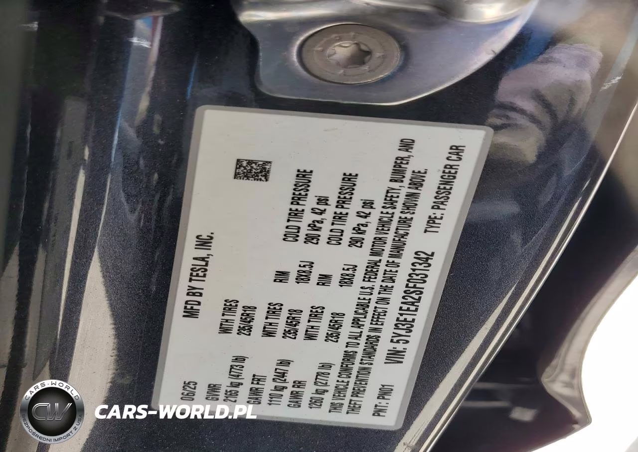 2025 Tesla Model 3 VIN:5YJ3E1EA2SF031342 - 13