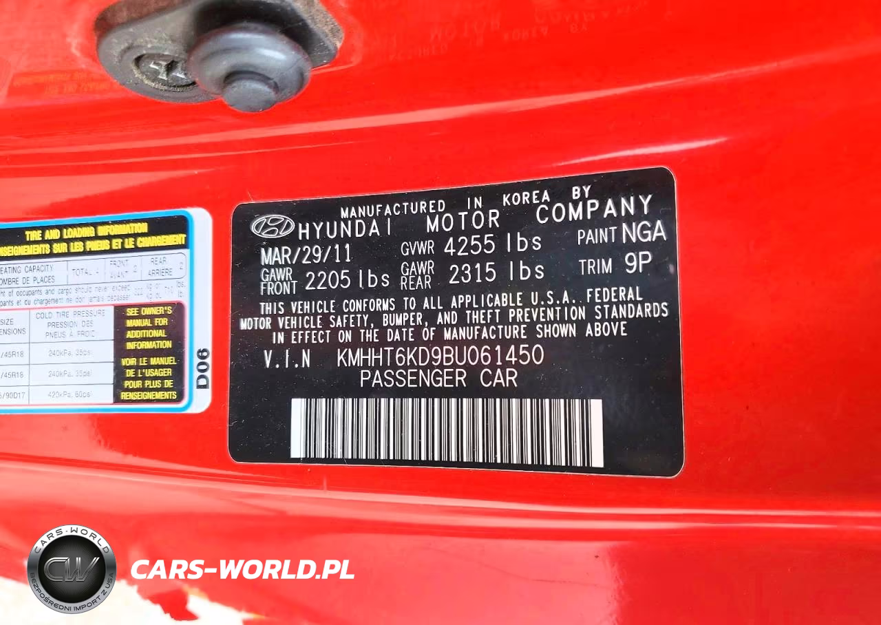 2011 Hyundai Genesis Coupe VIN:KMHHT6KD9BU061450 - 12