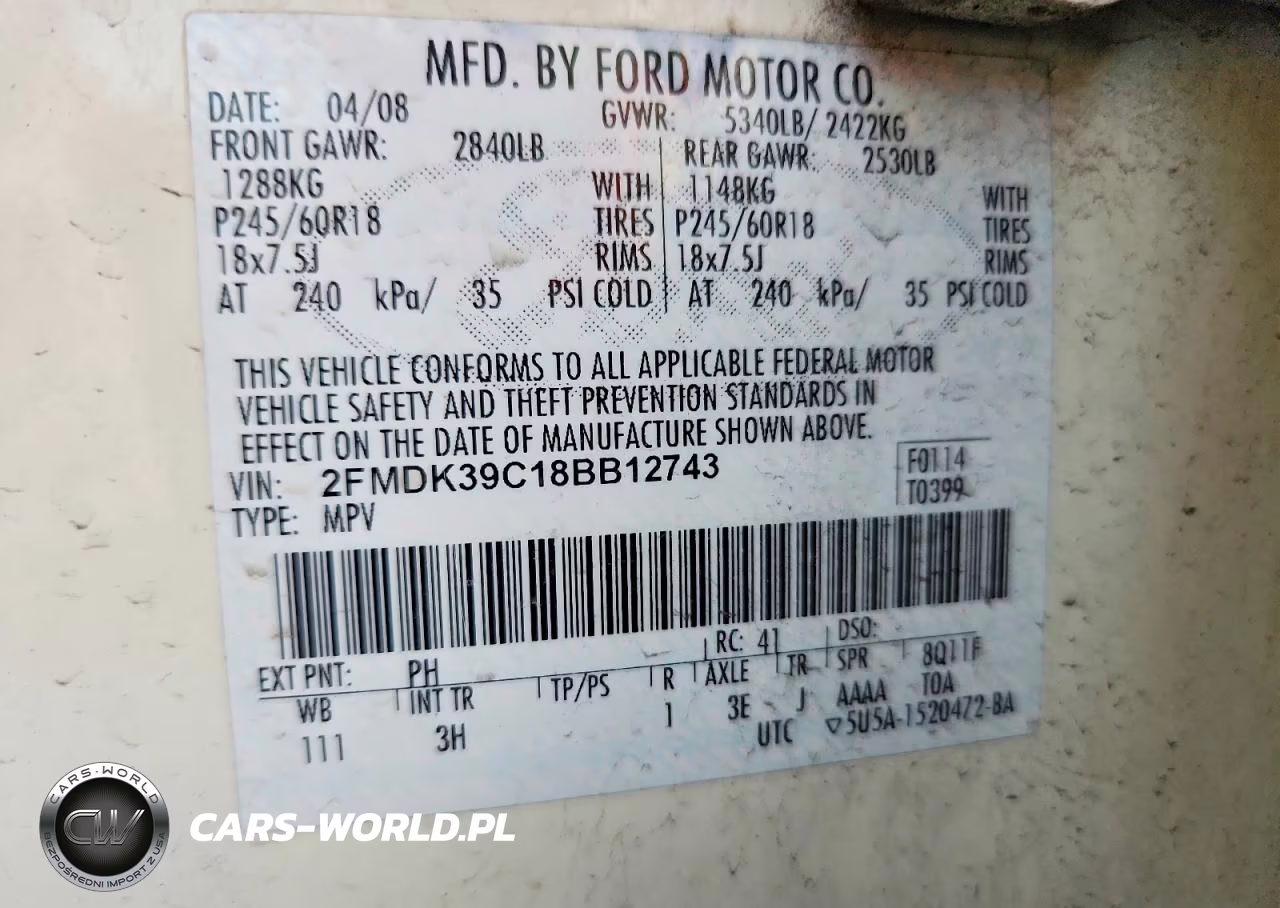 2008 Ford Edge Limited VIN:2FMDK39C18BB12743 - 13