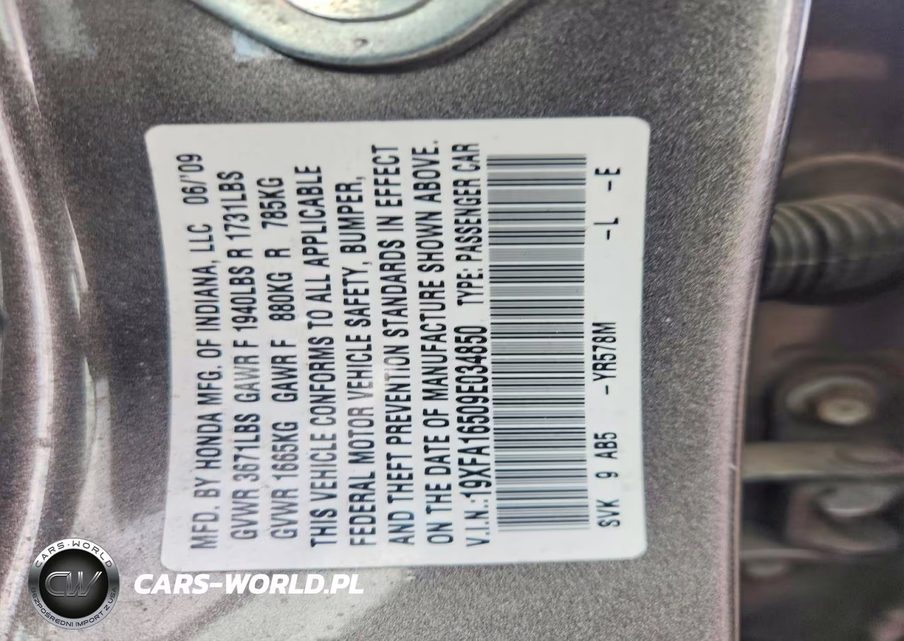 2009 Honda Civic Lx VIN:19XFA16509E034850 - 12