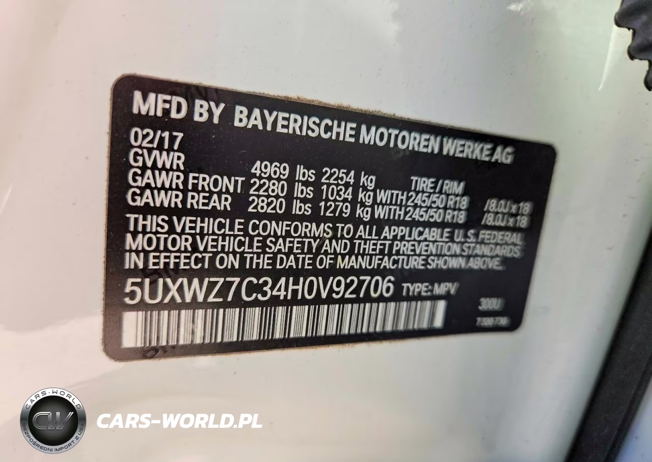 2017 BMW X3 Sdrive28I VIN:5UXWZ7C34H0V92706 - 13