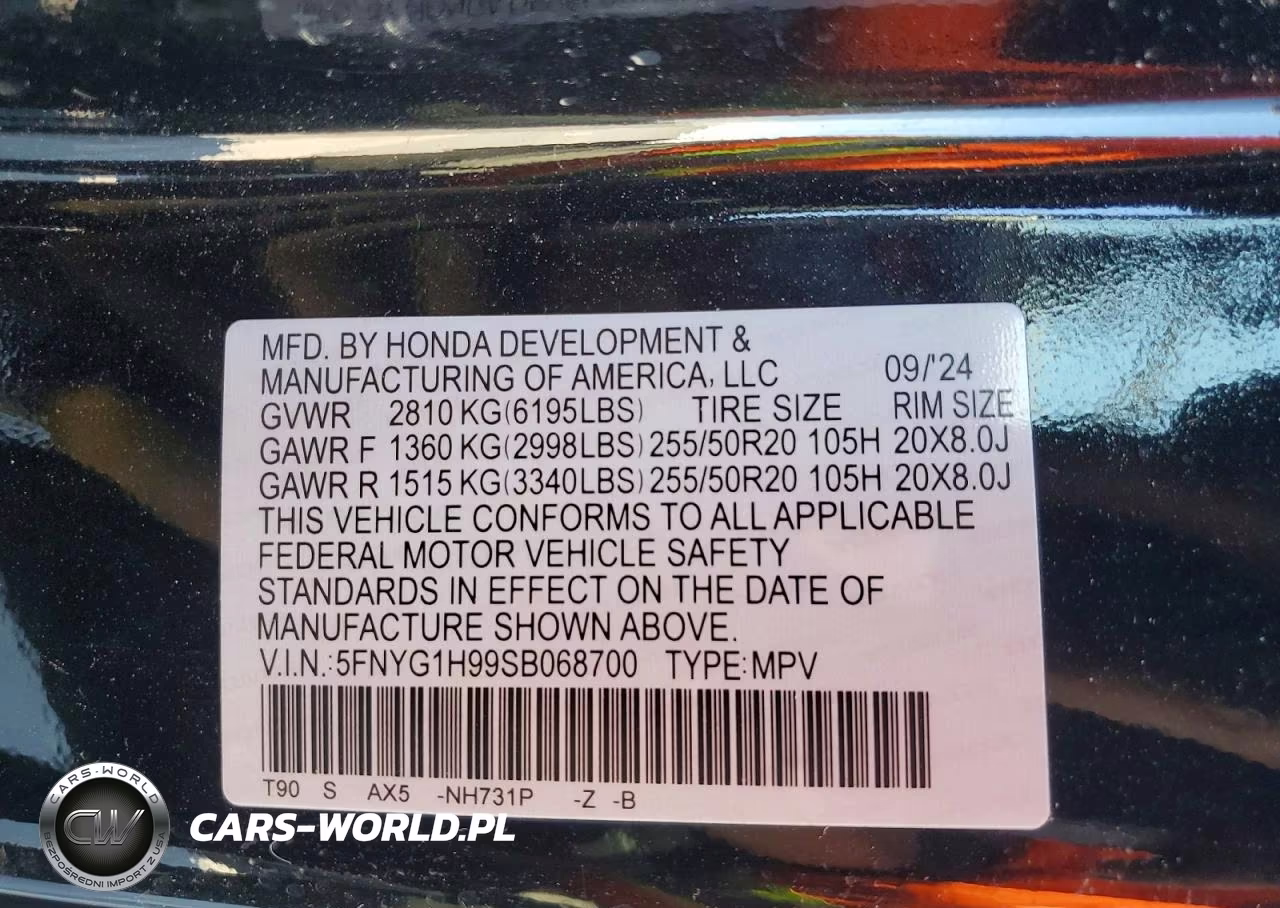 2025 Honda Pilot Black VIN:5FNYG1H99SB068700 - 14