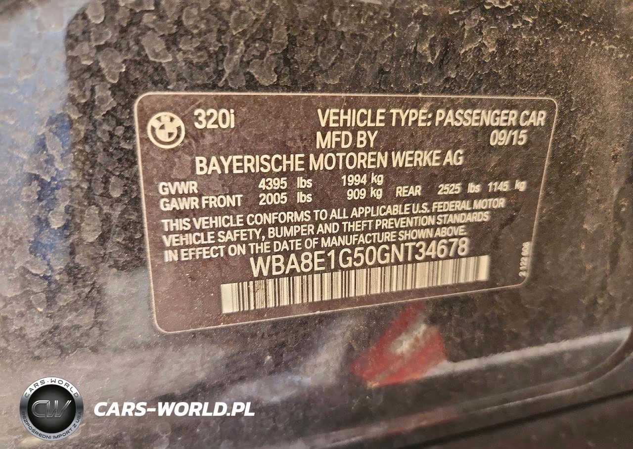 2016 BMW 320 I VIN:WBA8E1G50GNT34678 - 13