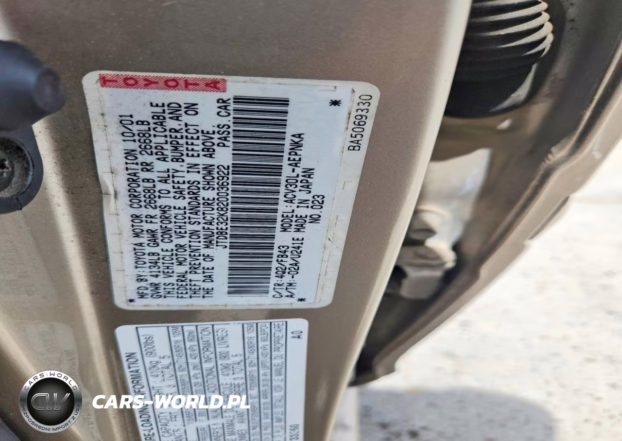 2002 Toyota Camry Le VIN:JTDBE32K820036922 - 12