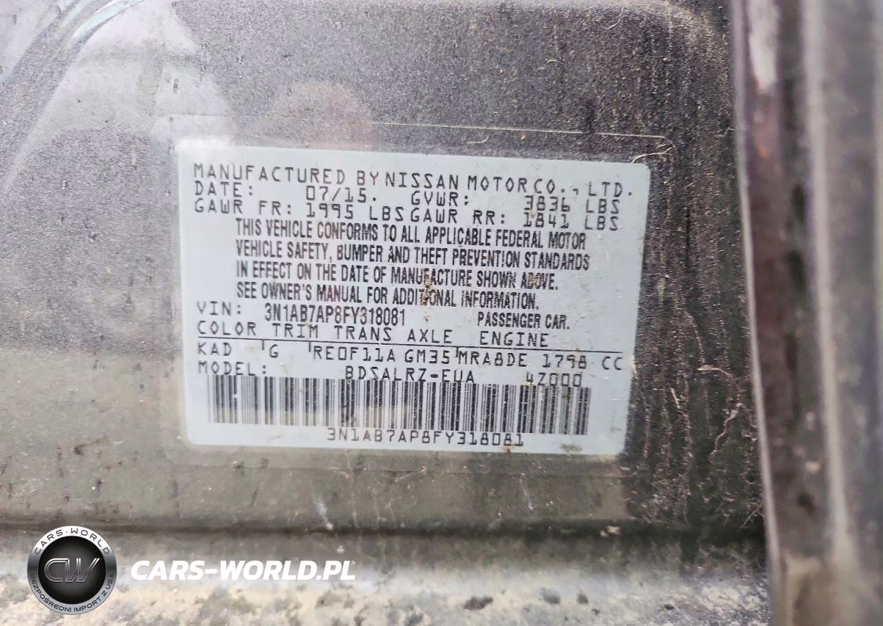 2015 Nissan Sentra Sr VIN:3N1AB7AP8FY318081 - 12