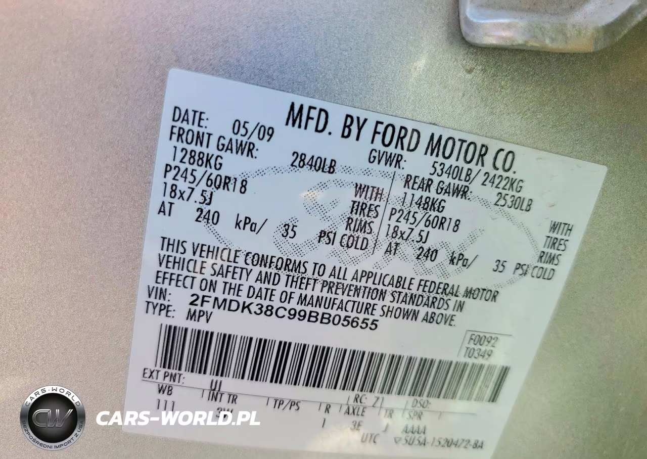 2009 Ford Edge Sel VIN:2FMDK38C99BB05655 - 12