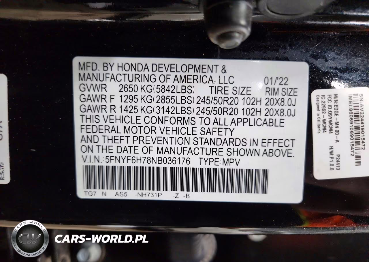 2022 Honda Pilot Black VIN:5FNYF6H78NB036176 - 13