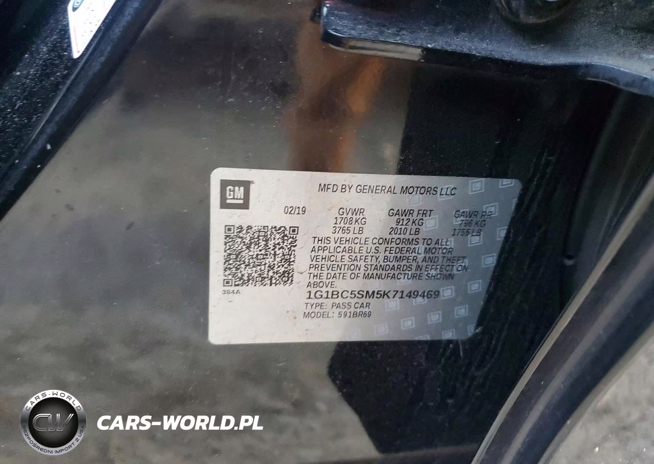 2019 Chevrolet Cruze Ls VIN:1G1BC5SM5K7149469 - 12