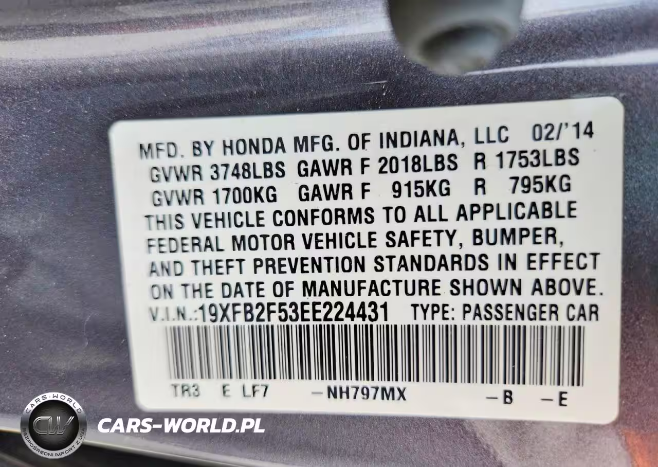 2014 Honda Civic Lx VIN:19XFB2F53EE224431 - 12