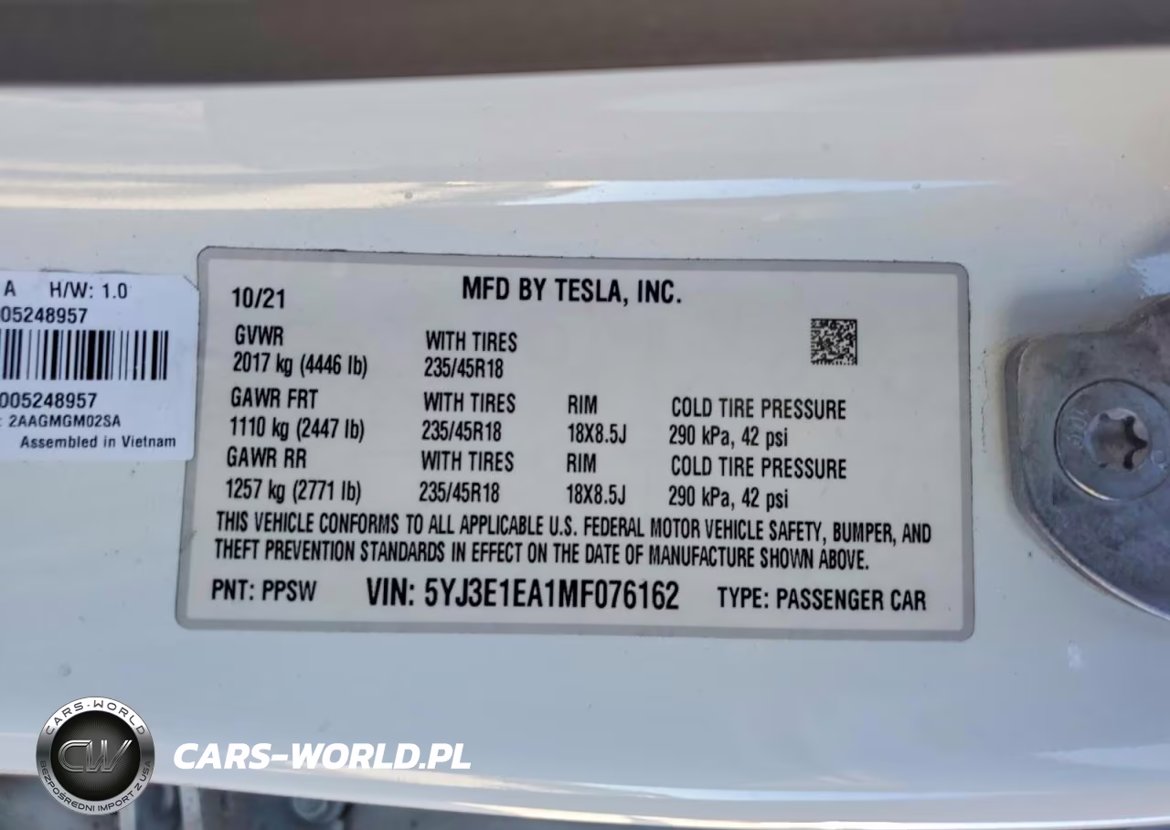 2021 Tesla Model 3 VIN:5YJ3E1EA1MF076162 - 12