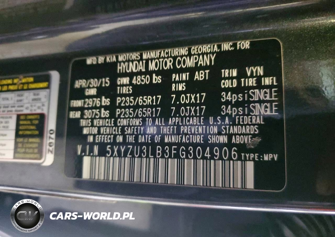 2015 Hyundai Santa Fe Sport 2.4L VIN:5XYZU3LB3FG304906 - 12