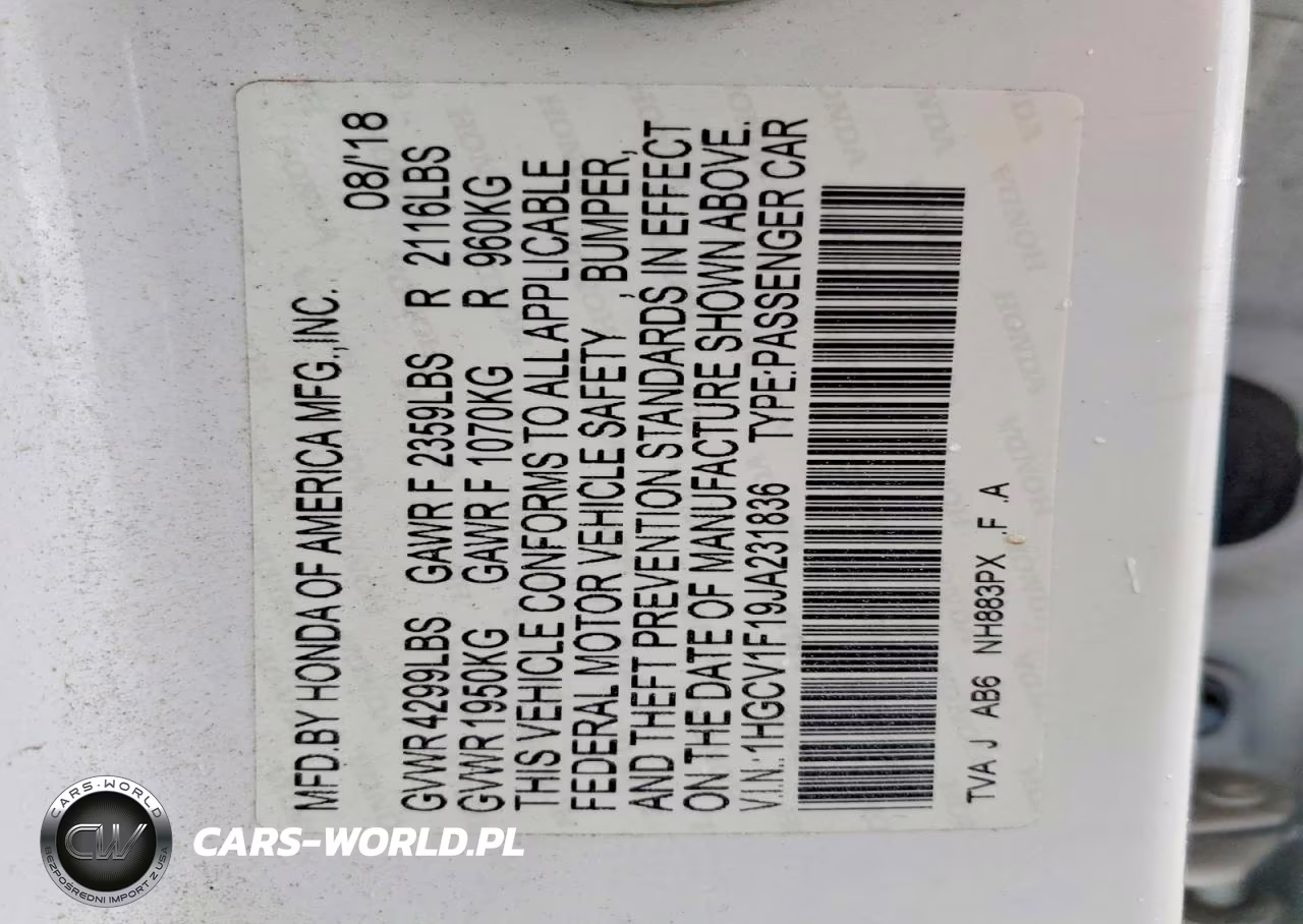 2018 Honda Accord Lx VIN:1HGCV1F19JA231836 - 12