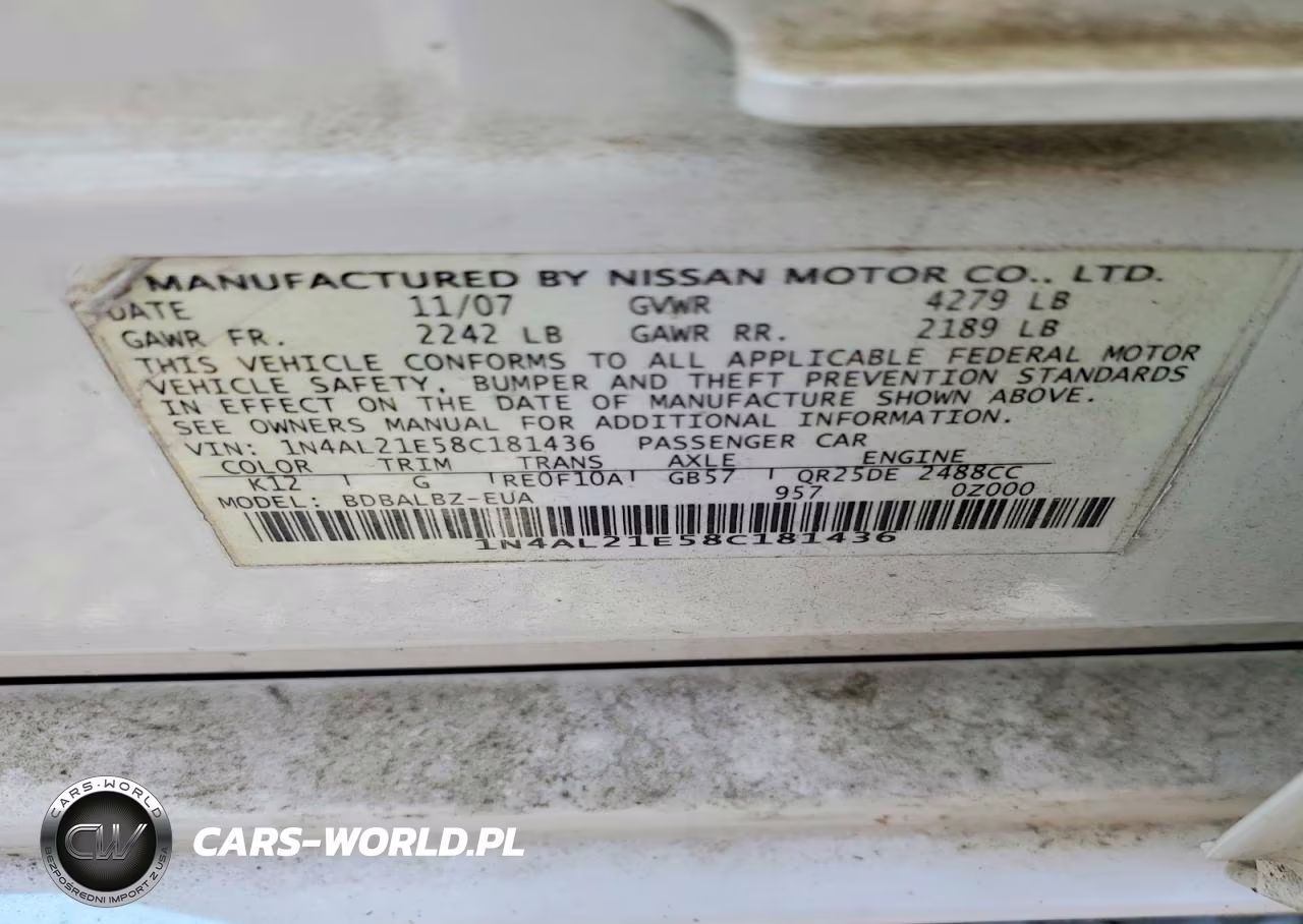 2008 Nissan Altima 2.5 VIN:1N4AL21E58C181436 - 12
