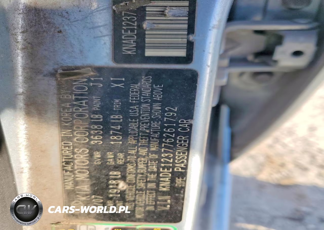2007 Kia Rio Base VIN:KNADE123776261792 - 13