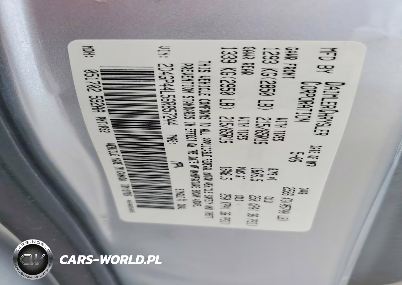 2006 Dodge Grand Caravan Sxt VIN:2D4GP44L56R857244 - 13