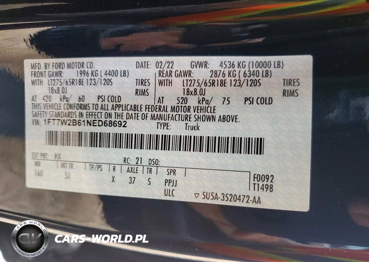 2022 Ford F250 Super Duty VIN:1FT7W2B61NED68692 - 13