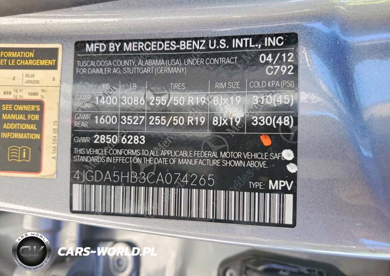 2012 Mercedes-Benz Ml 350 4Matic VIN:4JGDA5HB3CA074265 - 13