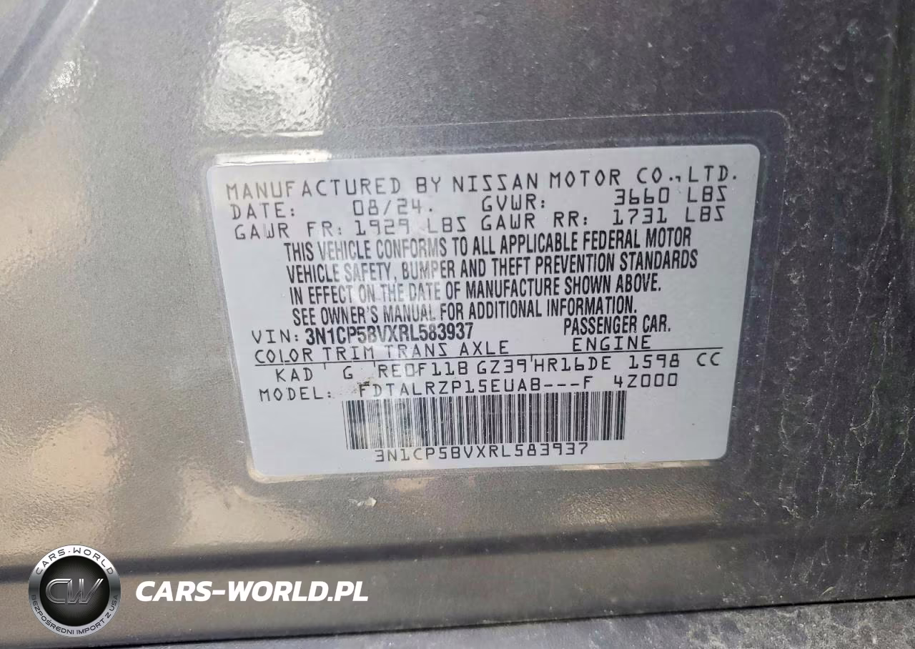 2024 Nissan Kicks S VIN:3N1CP5BVXRL583937 - 13