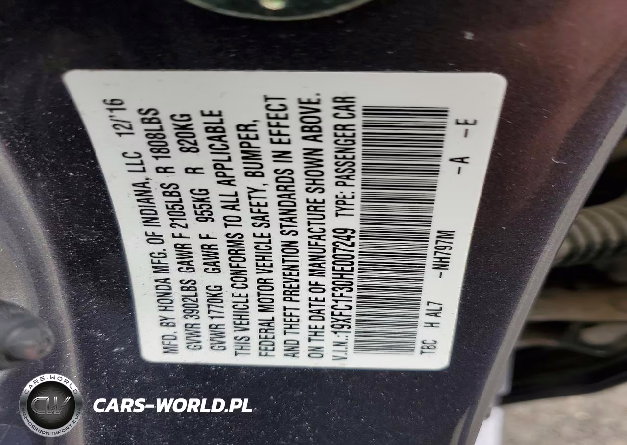 2017 Honda Civic Ex VIN:19XFC1F30HE007249 - 12