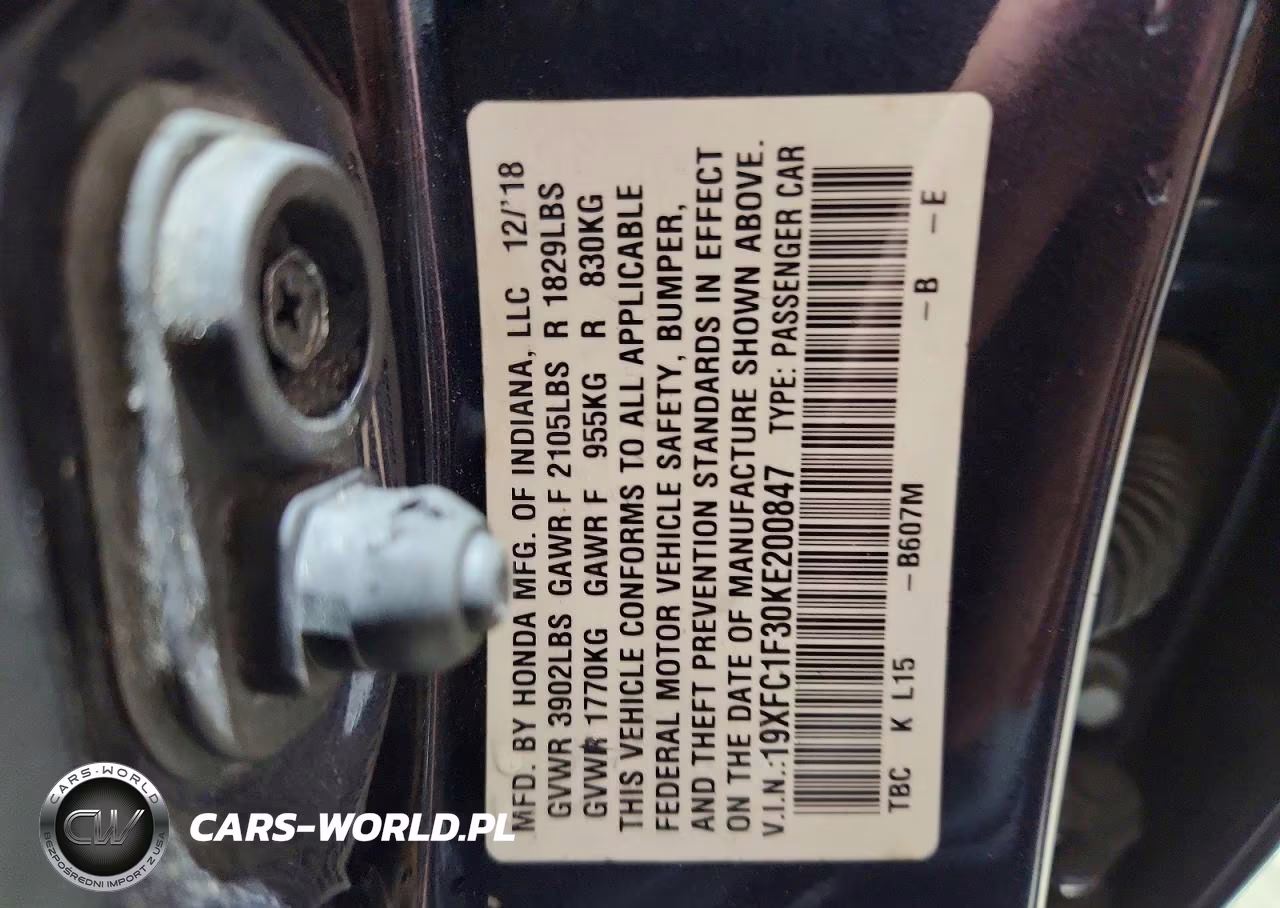 2019 Honda Civic Ex VIN:19XFC1F30KE200847 - 12