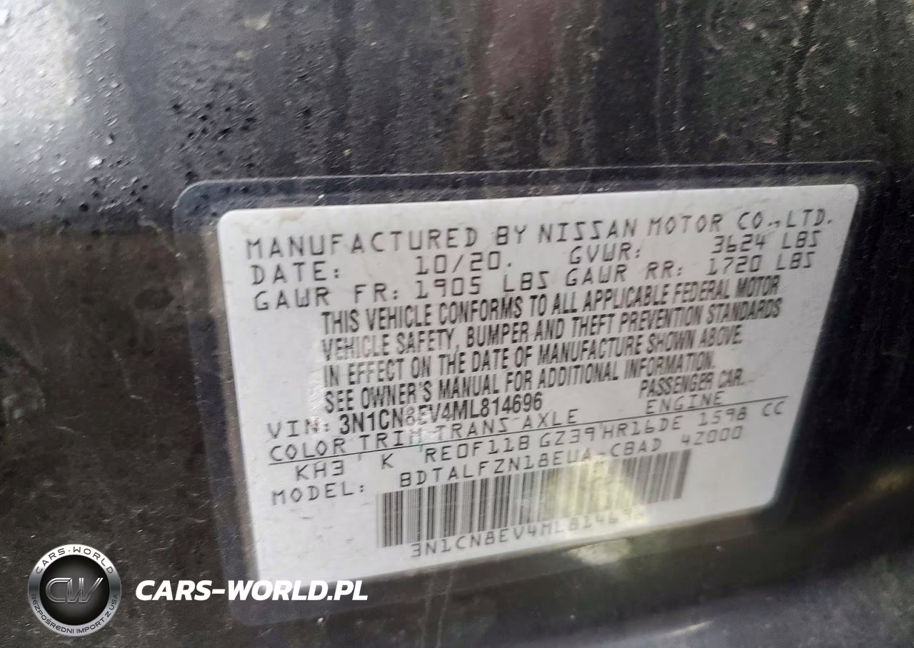 2021 Nissan Versa Sv VIN:3N1CN8EV4ML814696 - 13