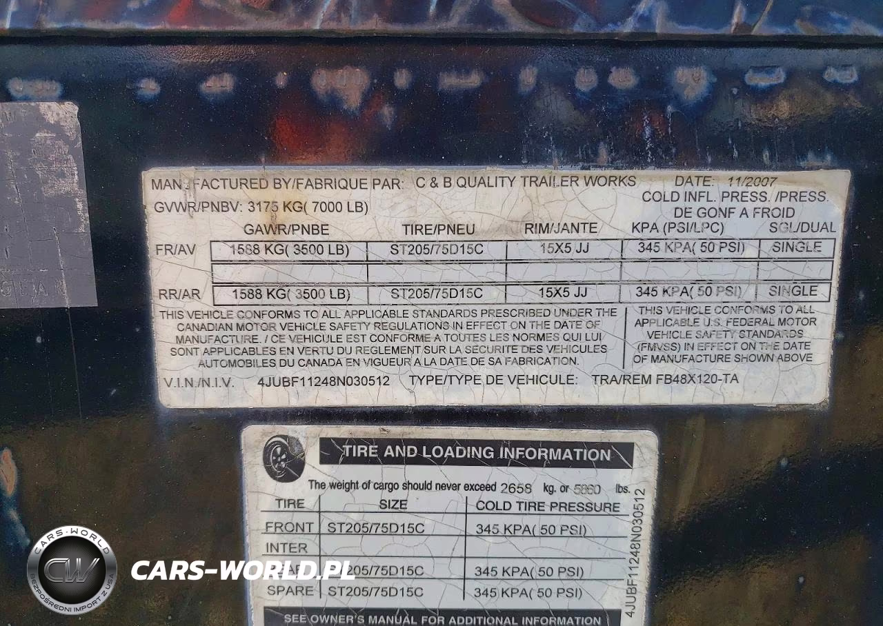 2007 C&B Quality Fb48X120-Ta Generator VIN:4JUBF11248N030512 - 10