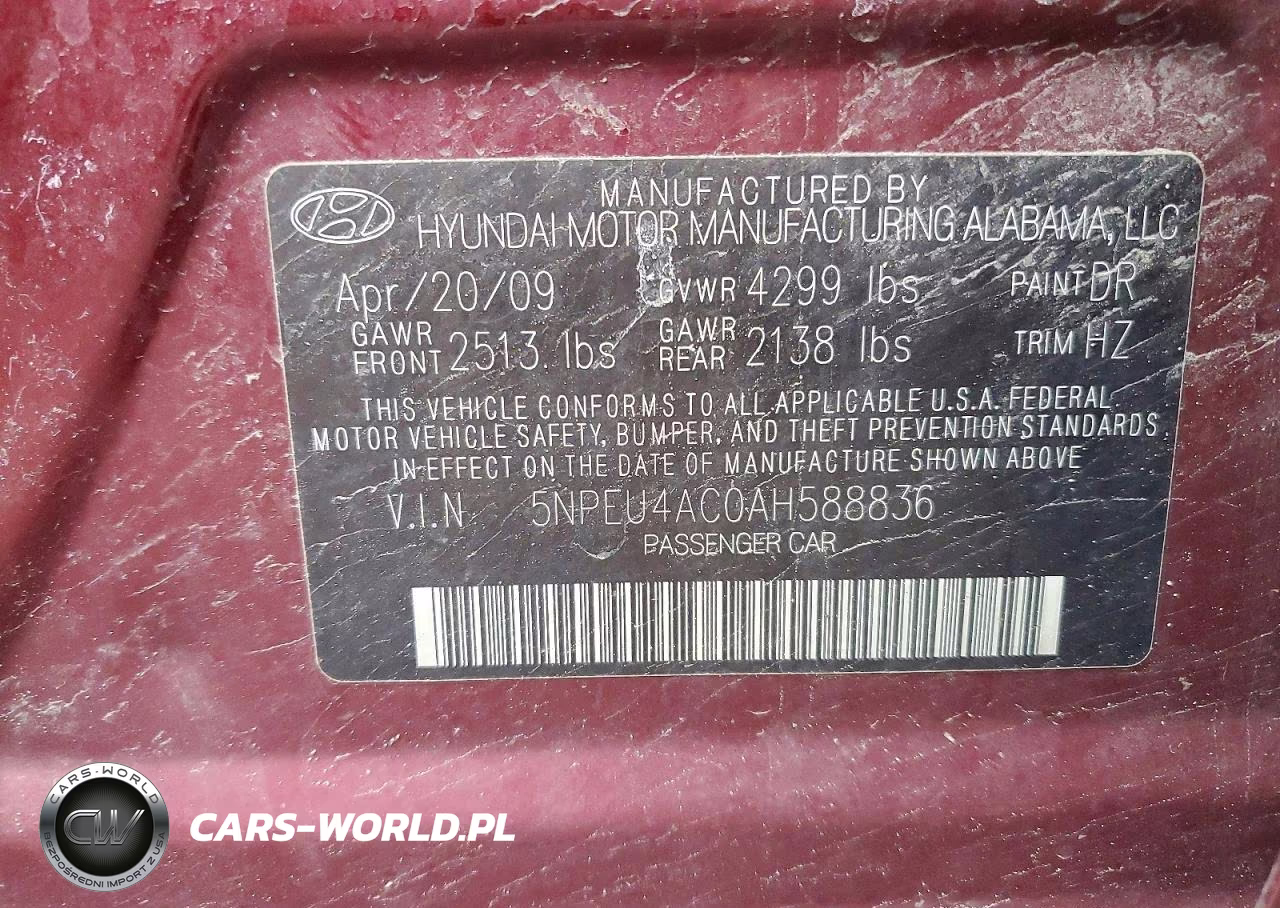 2010 Hyundai Sonata Se VIN:5NPEU4AC0AH588836 - 12