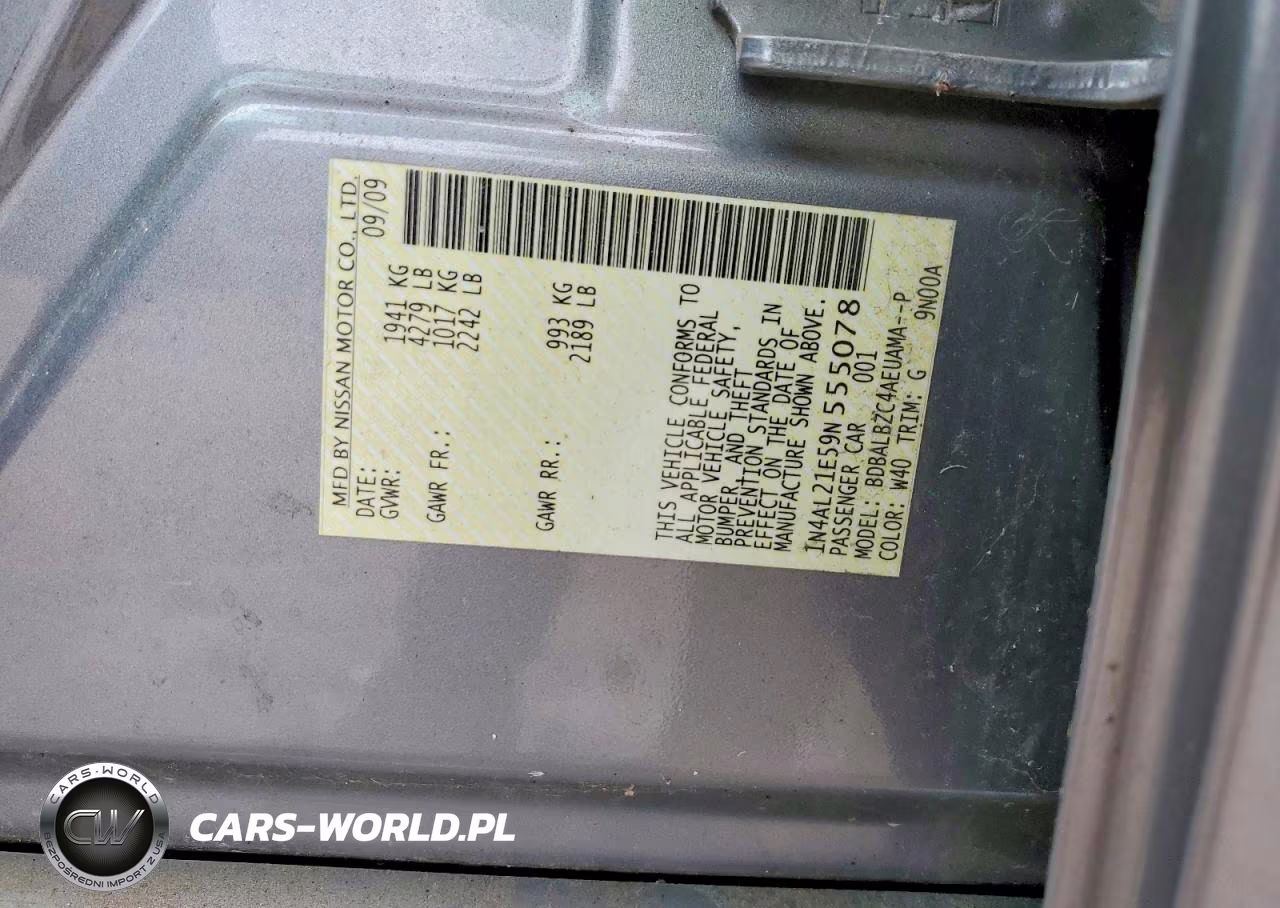 2009 Nissan Altima 2.5 VIN:1N4AL21E59N555078 - 12