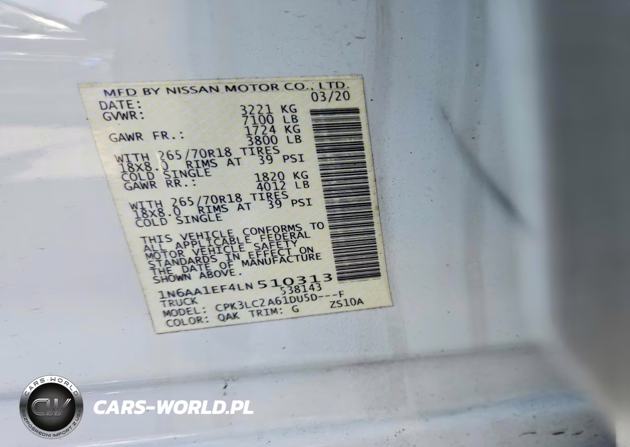 2020 Nissan Titan Sv VIN:1N6AA1EF4LN510313 - 12
