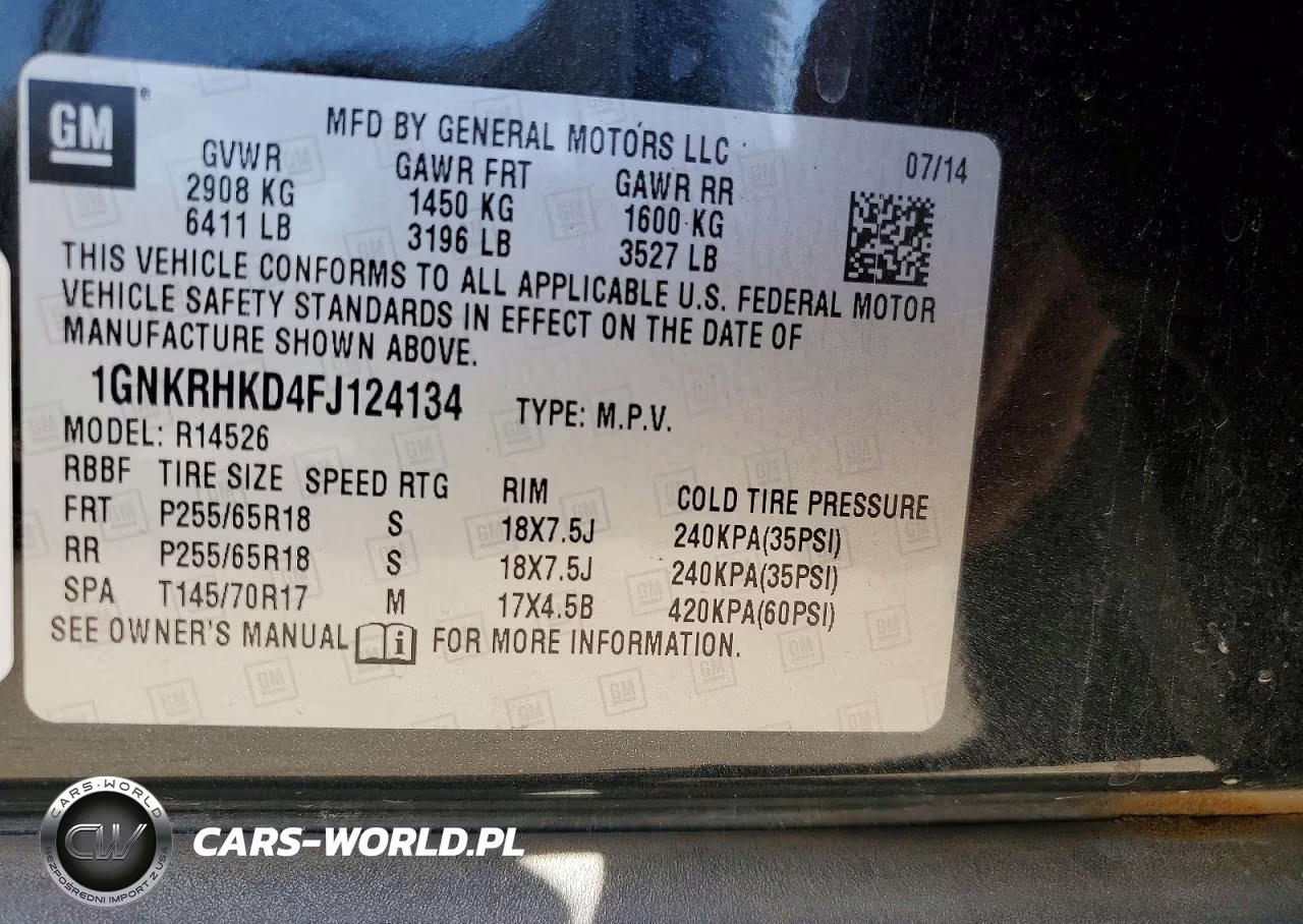 2015 Chevrolet Traverse Lt VIN:1GNKRHKD4FJ124134 - 13