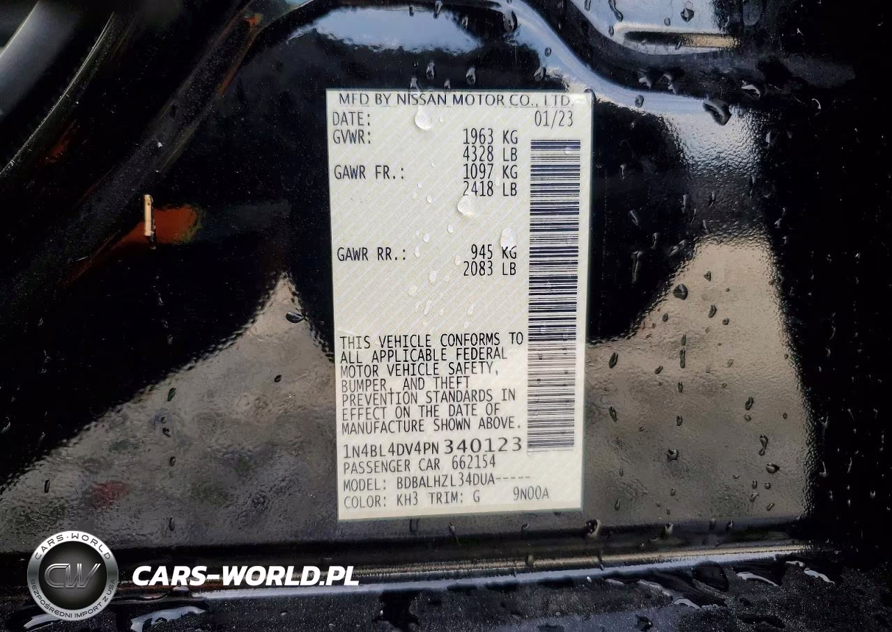 2023 Nissan Altima 2.5 Sv VIN:1N4BL4DV4PN340123 - 12