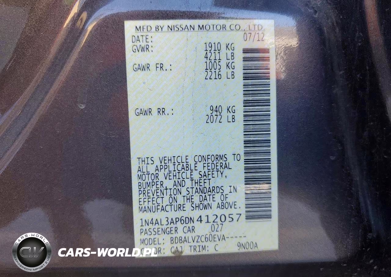 2013 Nissan Altima 2.5 VIN:1N4AL3AP6DN412057 - 12