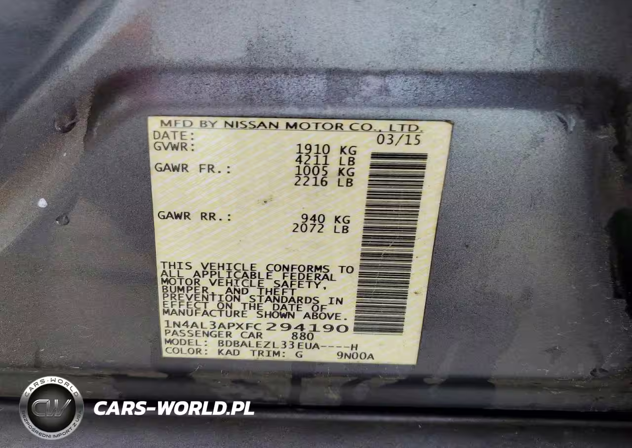 2015 Nissan Altima 2.5 S VIN:1N4AL3APXFC294190 - 12