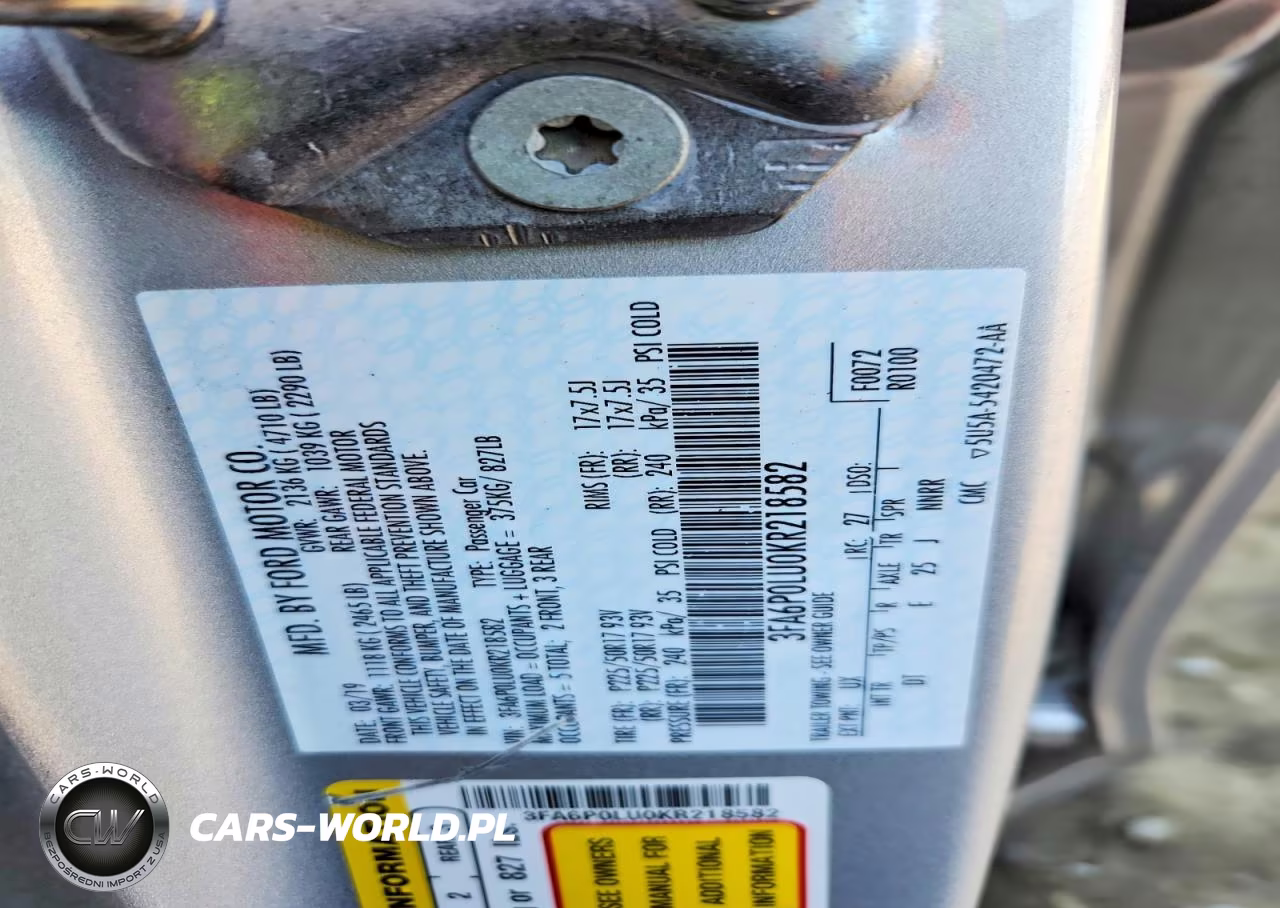 2019 Ford Fusion Se VIN:3FA6P0LU0KR218582 - 12
