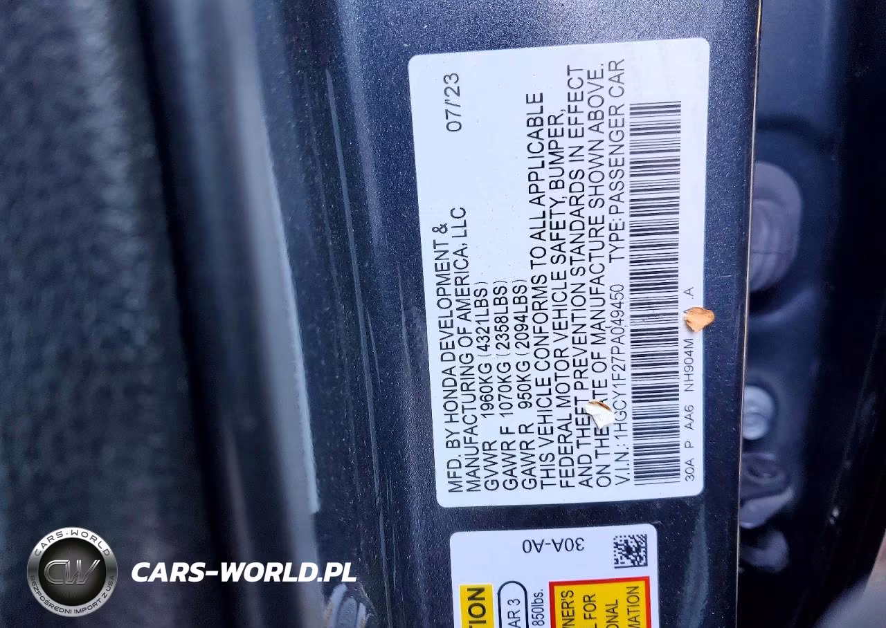 2023 Honda Accord Lx VIN:1HGCY1F27PA049450 - 12