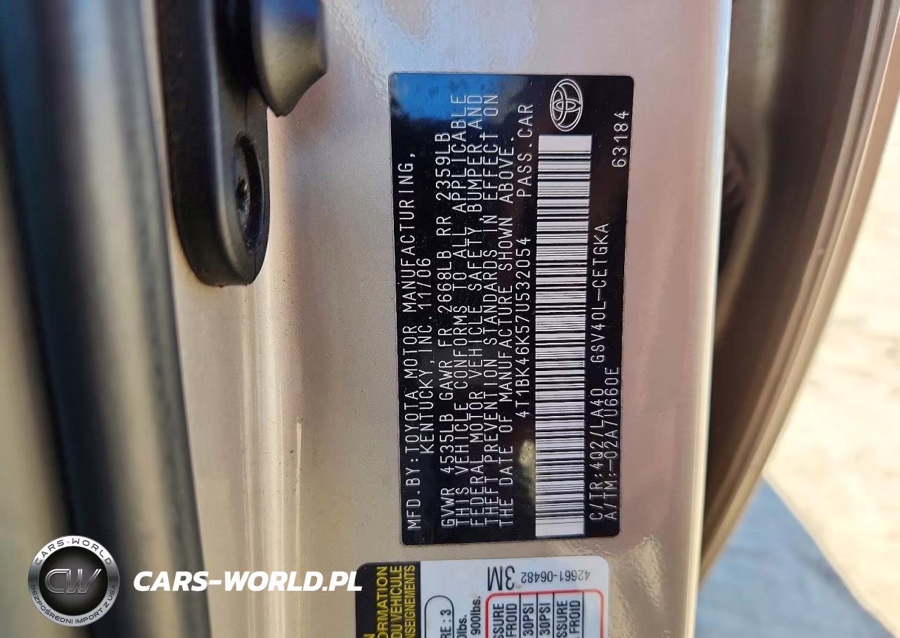 2007 Toyota Camry Xle V6 VIN:4T1BK46K57U532054 - 12