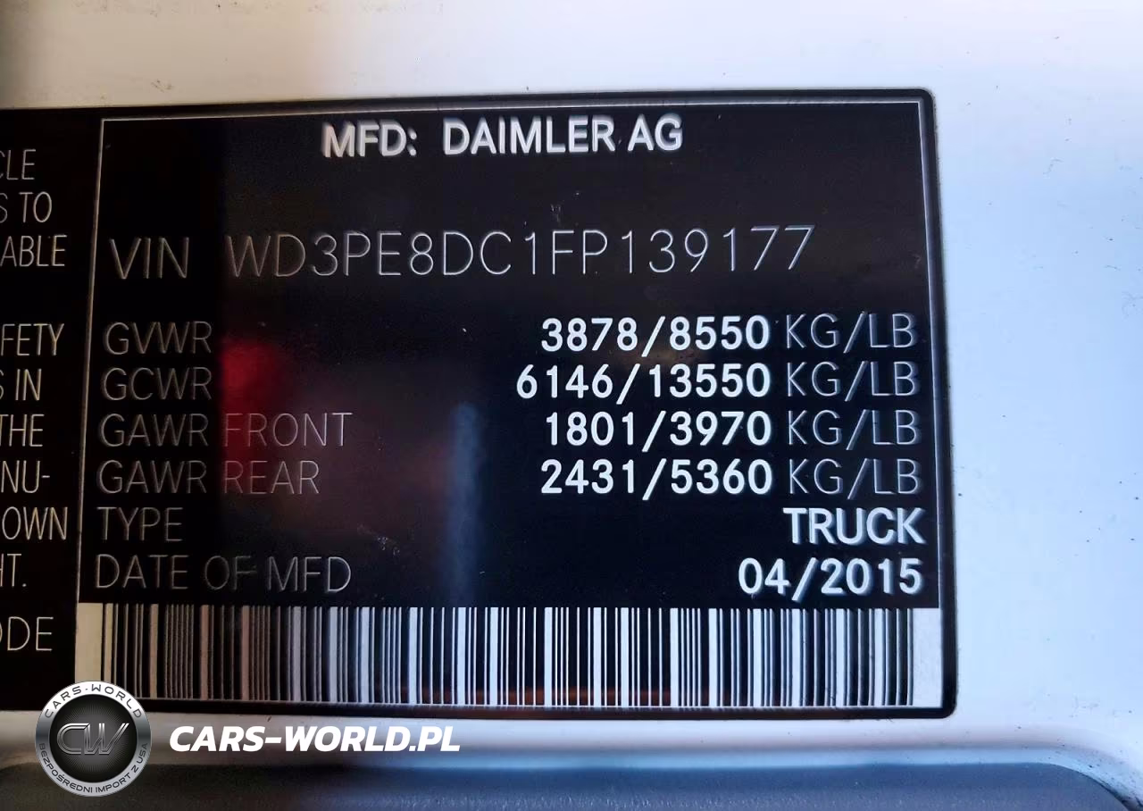 2015 Mercedes-Benz Sprinter 2500 VIN:WD3PE8DC1FP139177 - 13