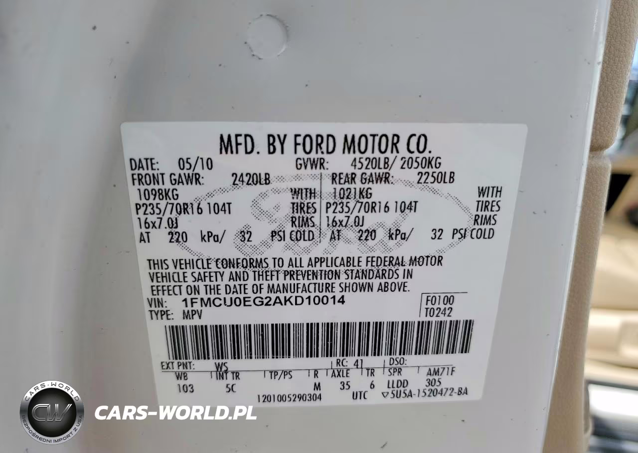2010 Ford Escape Limited VIN:1FMCU0EG2AKD10014 - 13