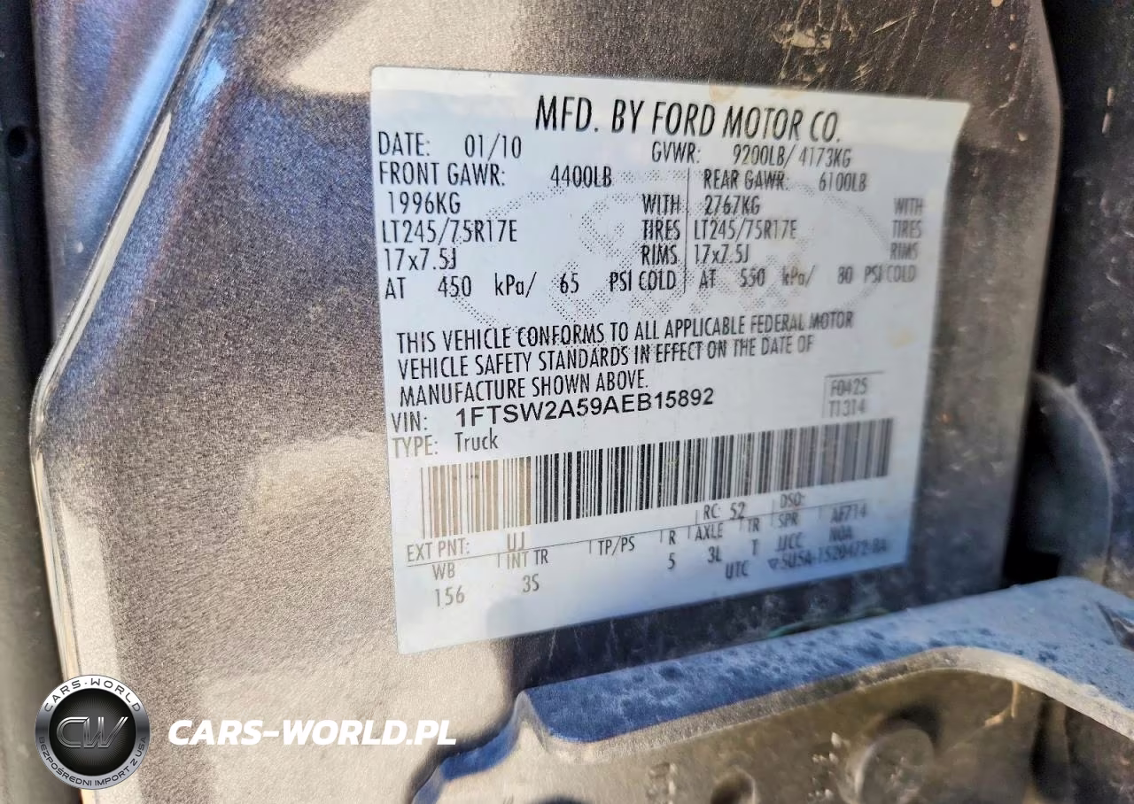 2010 Ford F250 Super Duty VIN:1FTSW2A59AEB15892 - 13