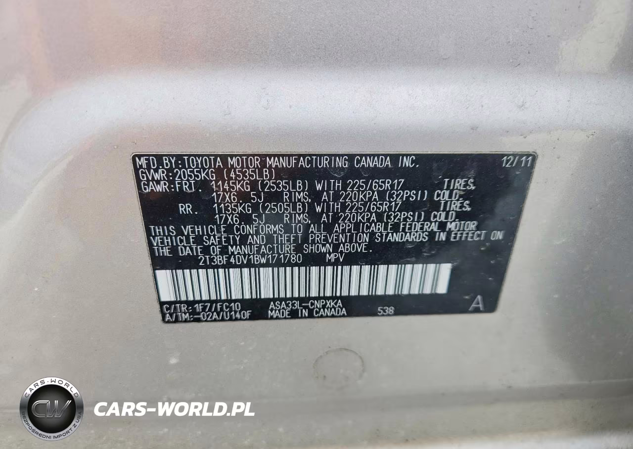 2011 Toyota Rav4 Base VIN:2T3BF4DV1BW171780 - 14