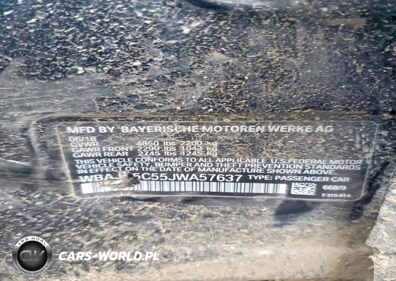 2018 BMW 530 I VIN:WBAJA5C55JWA57637 - 13