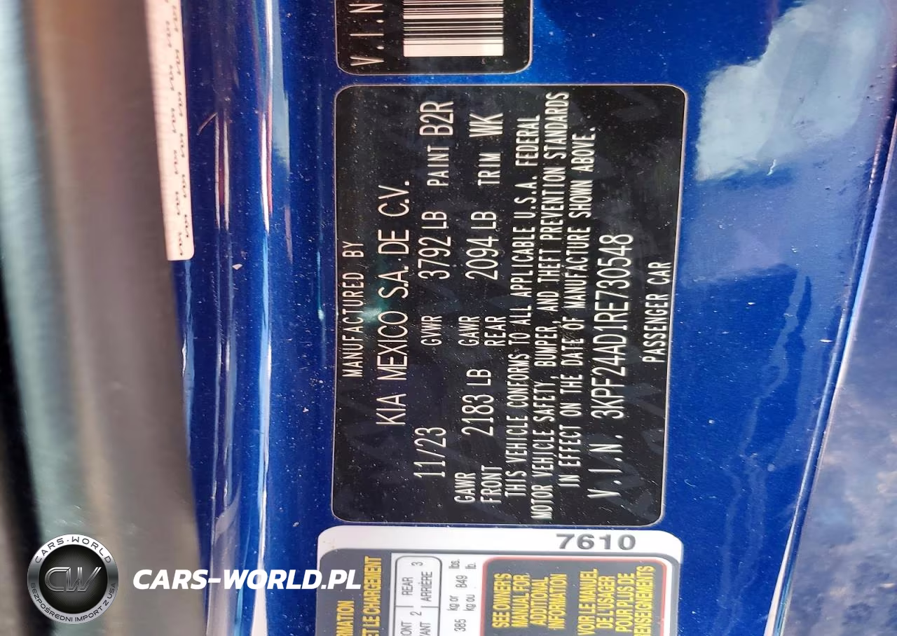 2024 Kia Forte Lxs VIN:3KPF24AD1RE730548 - 12