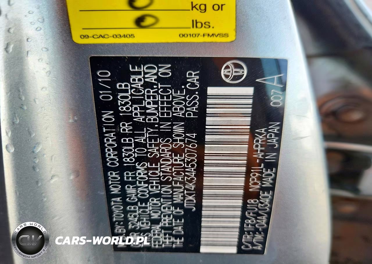 2010 Toyota Yaris Base VIN:JTDKT4K34A5307674 - 12