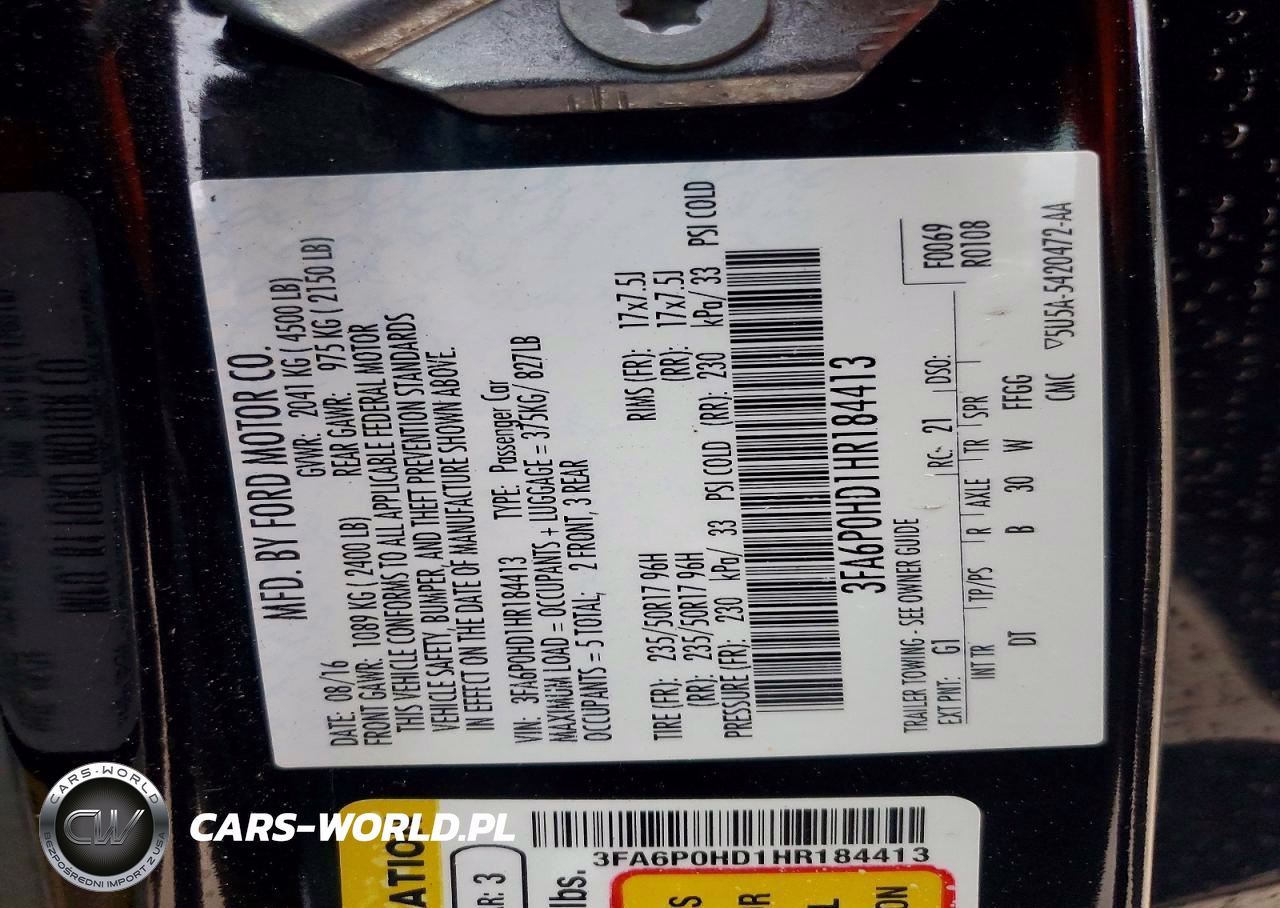 2017 Ford Fusion Se VIN:3FA6P0HD1HR184413 - 13