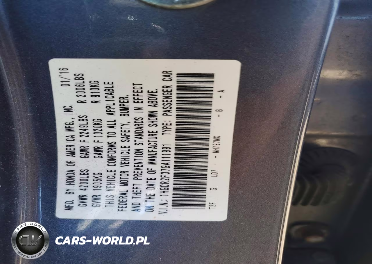 2016 Honda Accord Lx VIN:1HGCR2F37GA111991 - 12