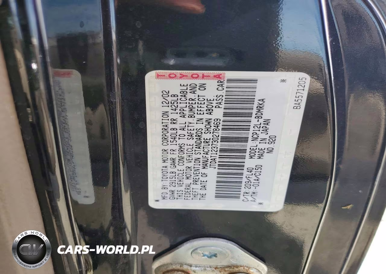 2003 Toyota Echo VIN:JTDAT123730278469 - 12