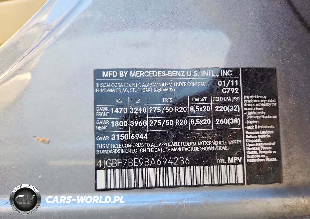 2011 Mercedes-Benz Gl 450 4Matic VIN:4JGBF7BE9BA694236 - 12