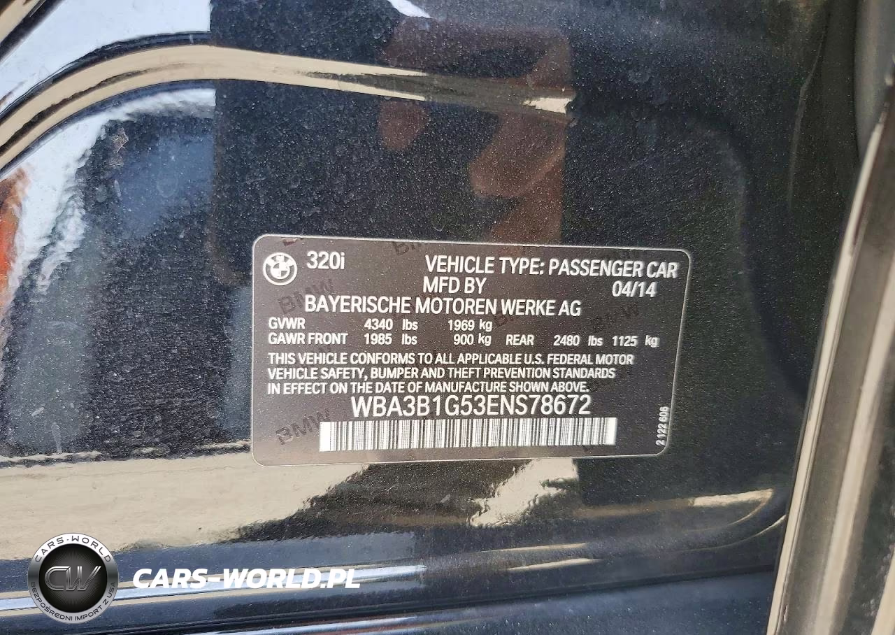 2014 BMW 320 I VIN:WBA3B1G53ENS78672 - 12